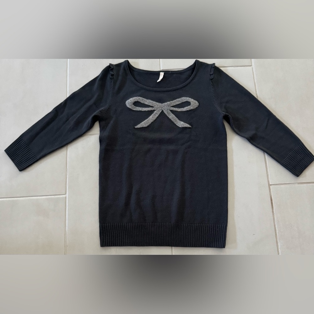 Frenchi dark grey Sweater with light Gray Bow